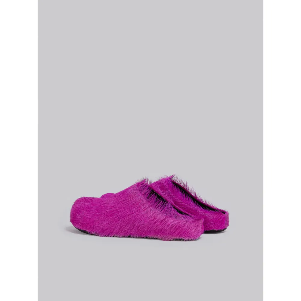 PKGoden Fuchsia long-hair calfskin Fussbett sabot Marni Slides