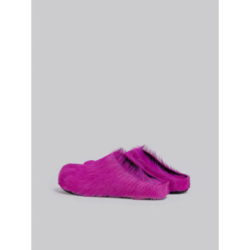 PKGoden Fuchsia long-hair calfskin Fussbett sabot Marni Slides