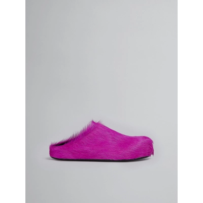 PKGoden Fuchsia long-hair calfskin Fussbett sabot Marni Slides 02