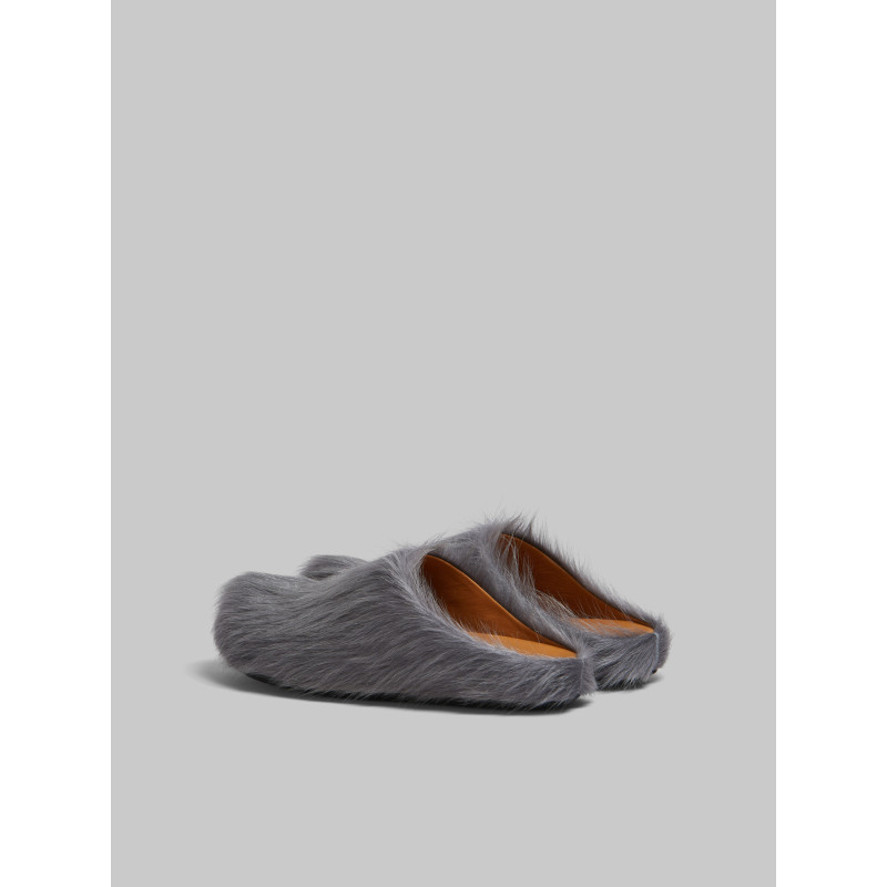 PKGoden Grey long-hair calfskin Fussbett sabot Marni Slides