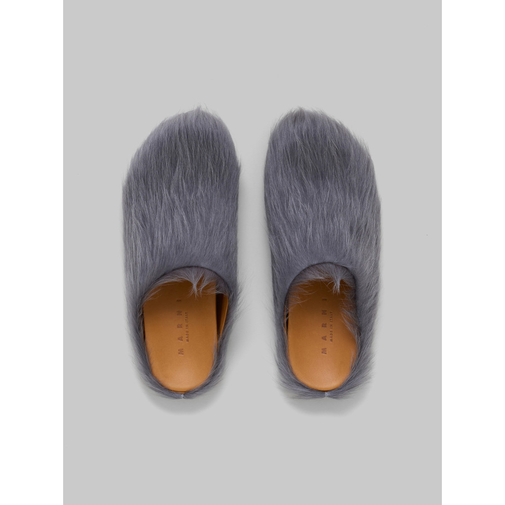 PKGoden Grey long-hair calfskin Fussbett sabot Marni Slides
