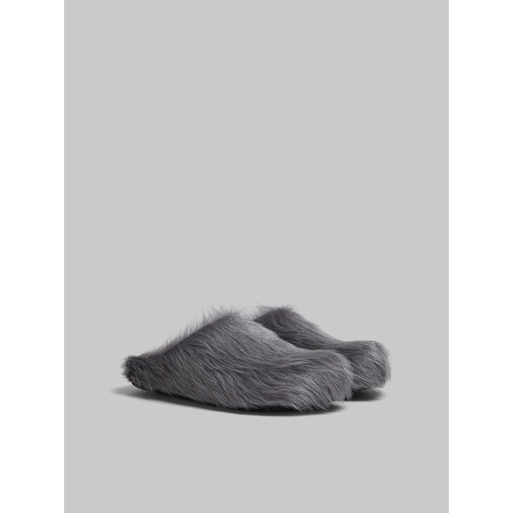 PKGoden Grey long-hair calfskin Fussbett sabot Marni Slides