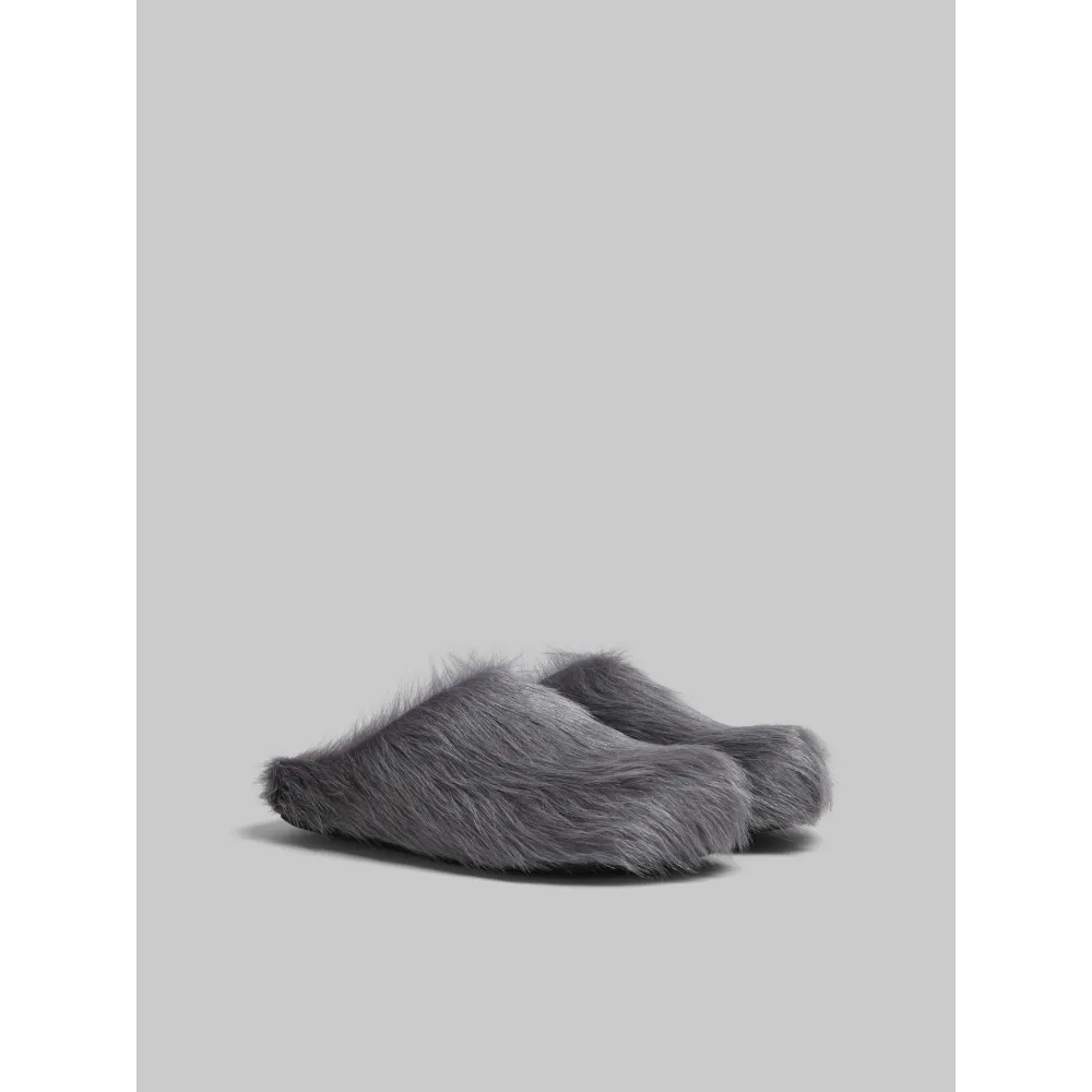 PKGoden Grey long-hair calfskin Fussbett sabot Marni Slides