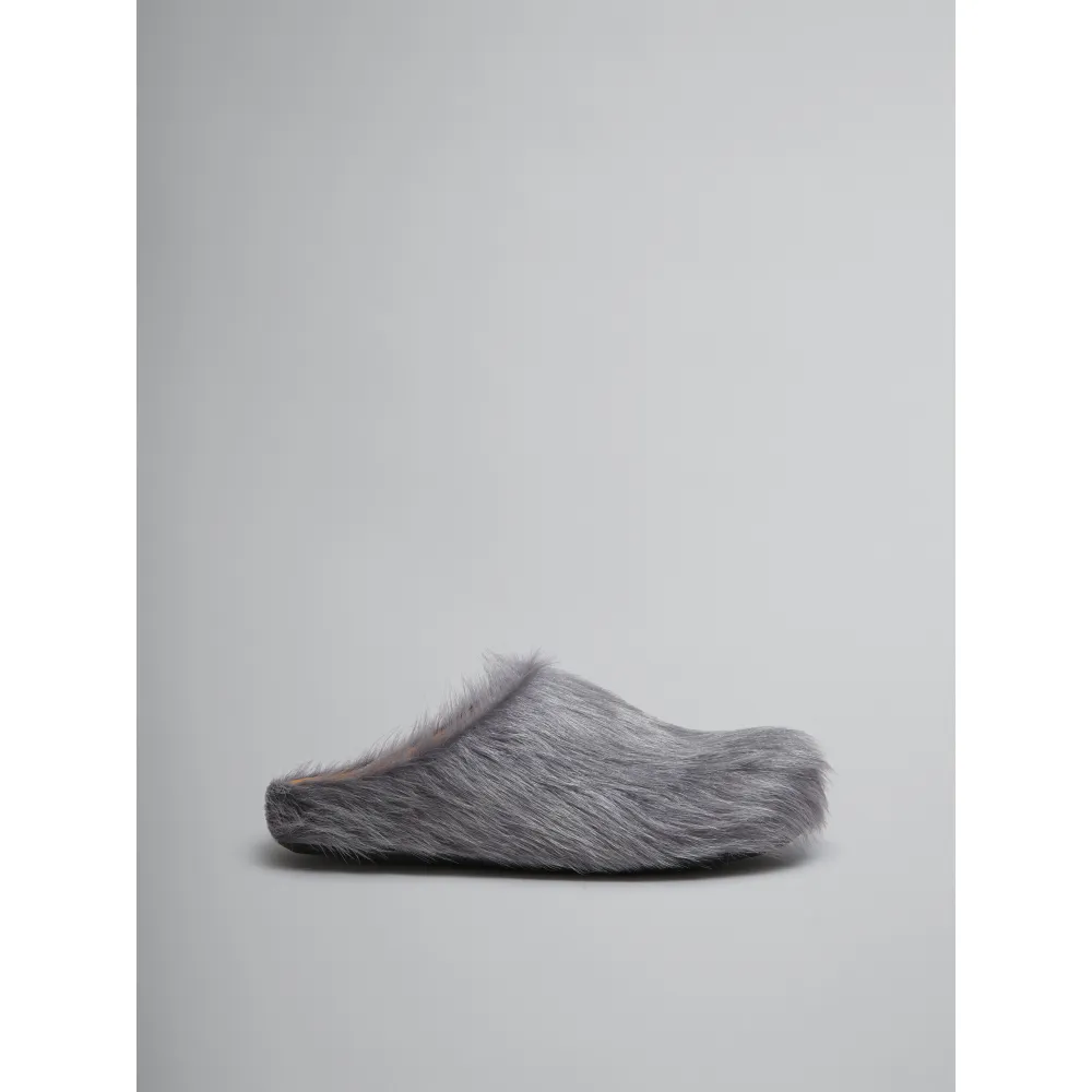 PKGoden Grey long-hair calfskin Fussbett sabot Marni Slides