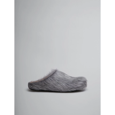 PKGoden Grey long-hair calfskin Fussbett sabot Marni Slides 02