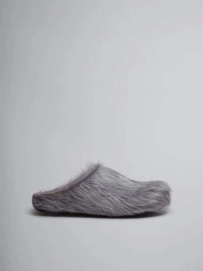 PKGoden Grey long-hair calfskin Fussbett sabot Marni Slides 02