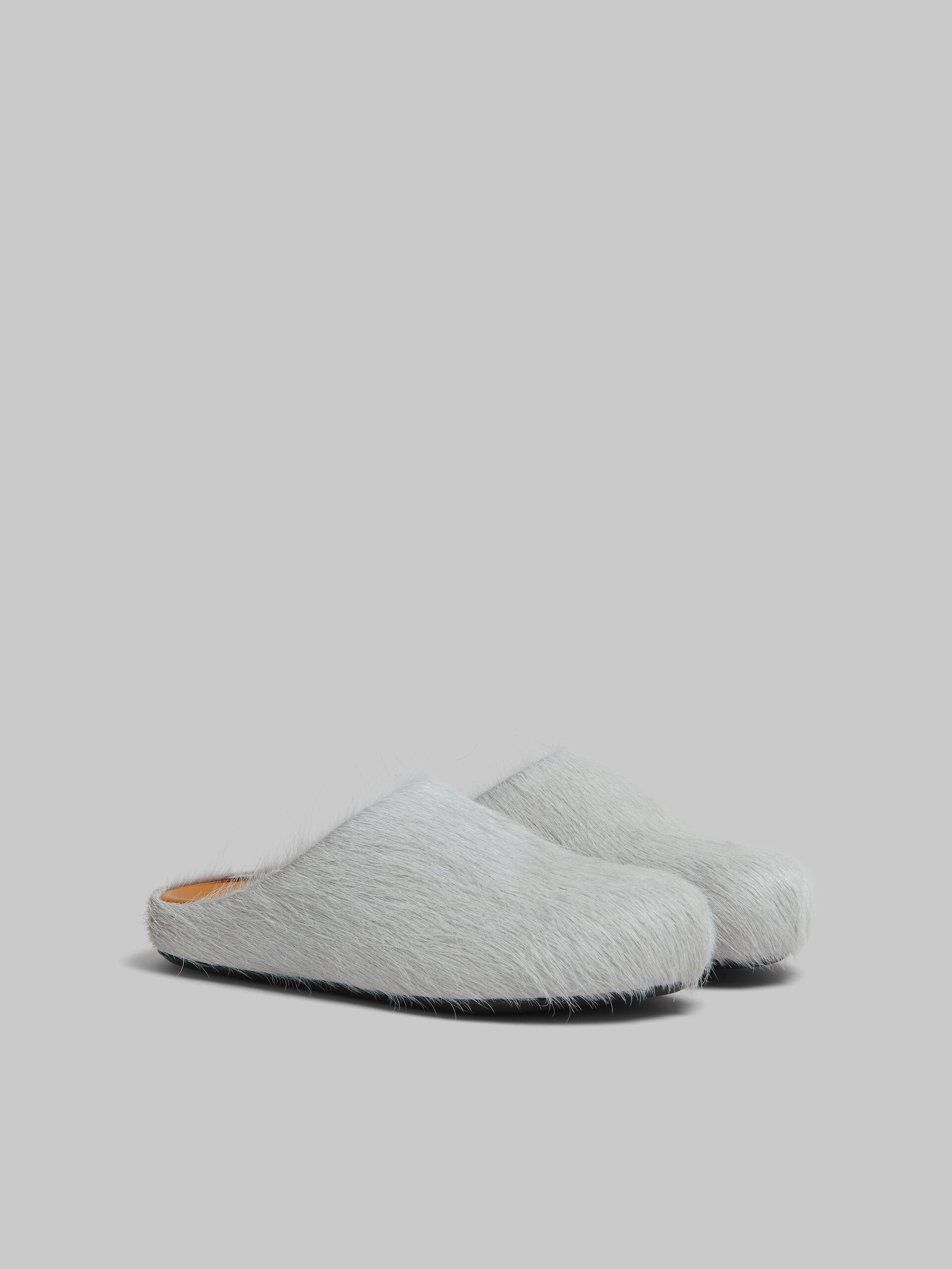 PKGoden Grey White long hair calfskin Fussbett sabot Marni Slides