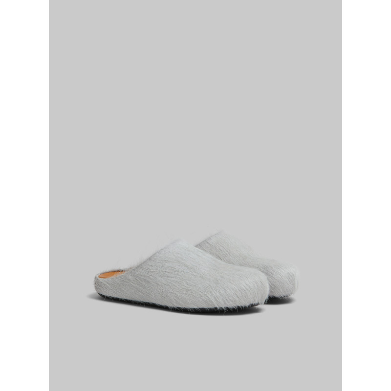 PKGoden Grey White long hair calfskin Fussbett sabot Marni Slides