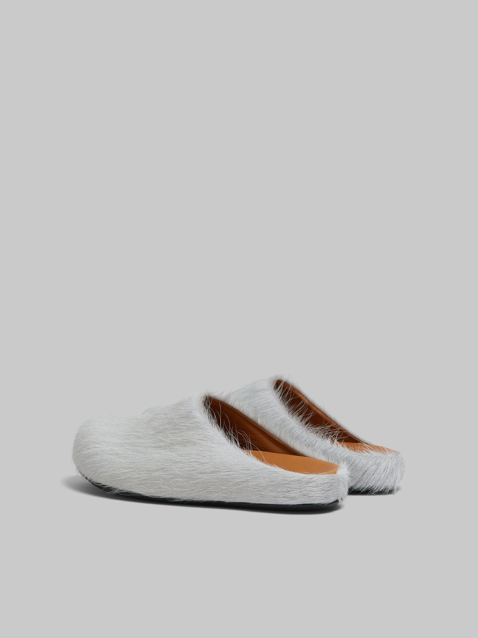 PKGoden Grey White long hair calfskin Fussbett sabot Marni Slides