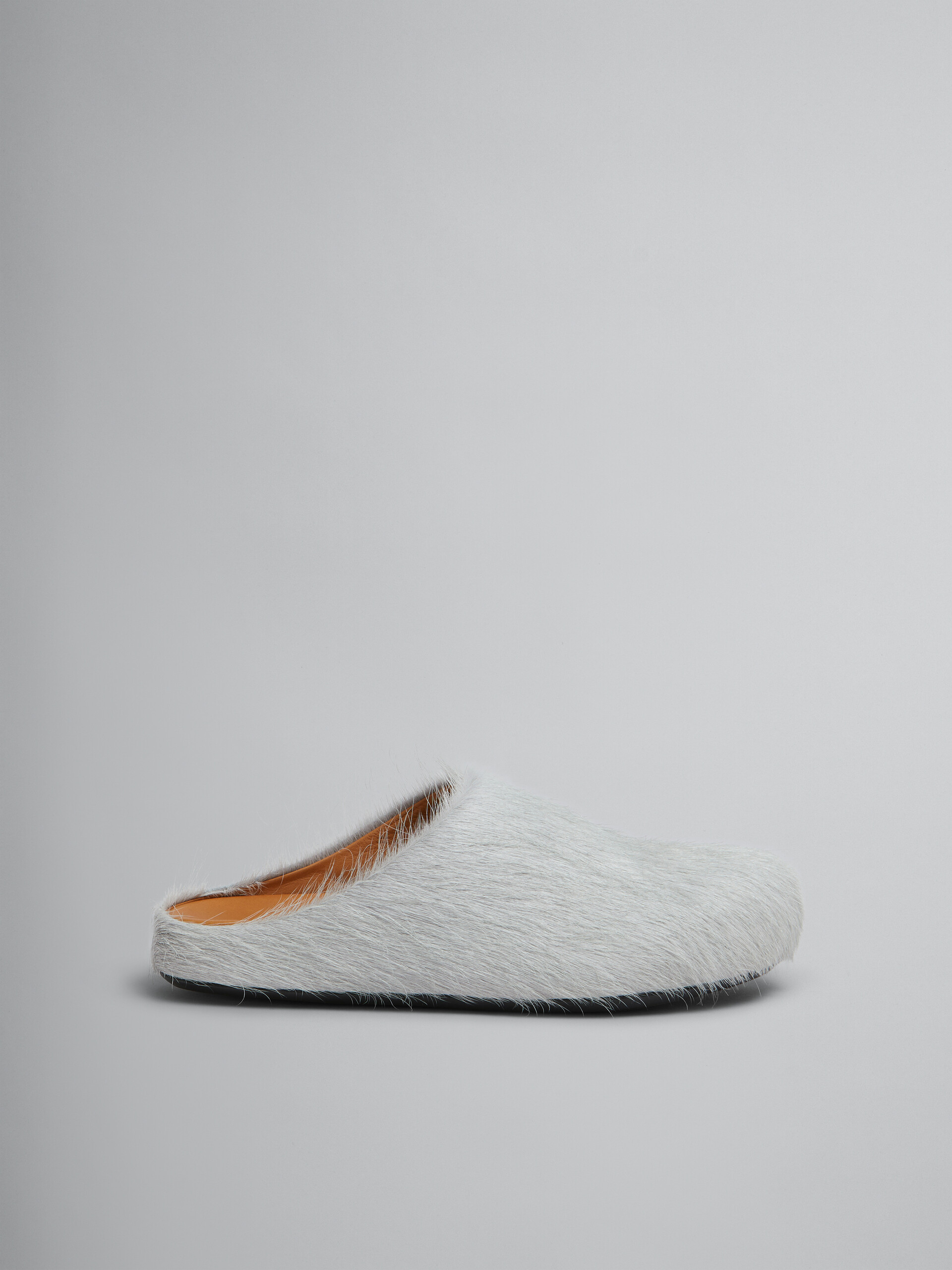 PKGoden Grey White long hair calfskin Fussbett sabot Marni Slides