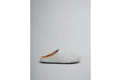 PKGoden Grey White long hair calfskin Fussbett sabot Marni Slides 02