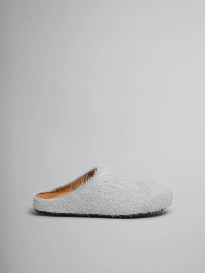 PKGoden Grey White long hair calfskin Fussbett sabot Marni Slides 02