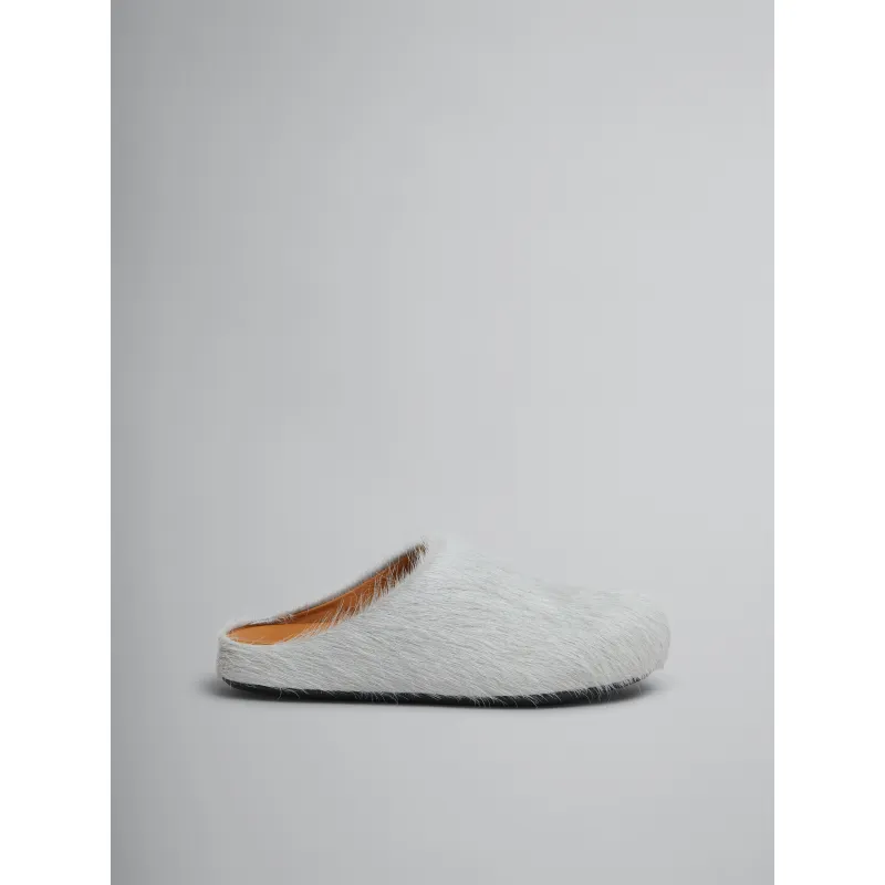PKGoden Grey White long hair calfskin Fussbett sabot Marni Slides