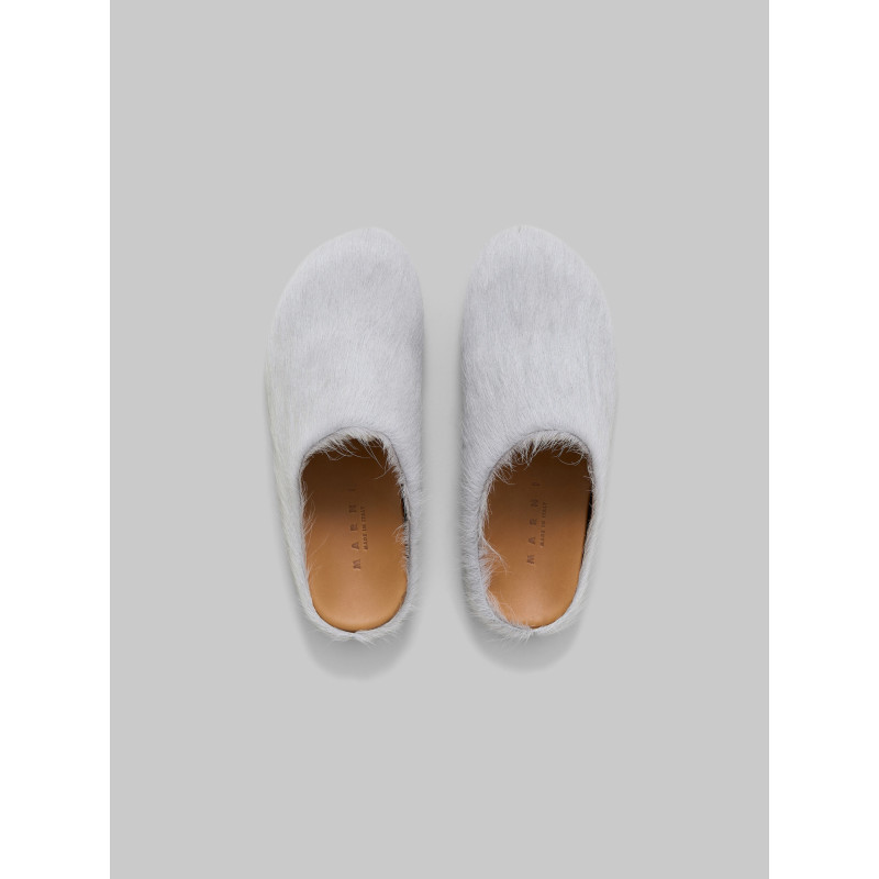 PKGoden Grey White long hair calfskin Fussbett sabot Marni Slides
