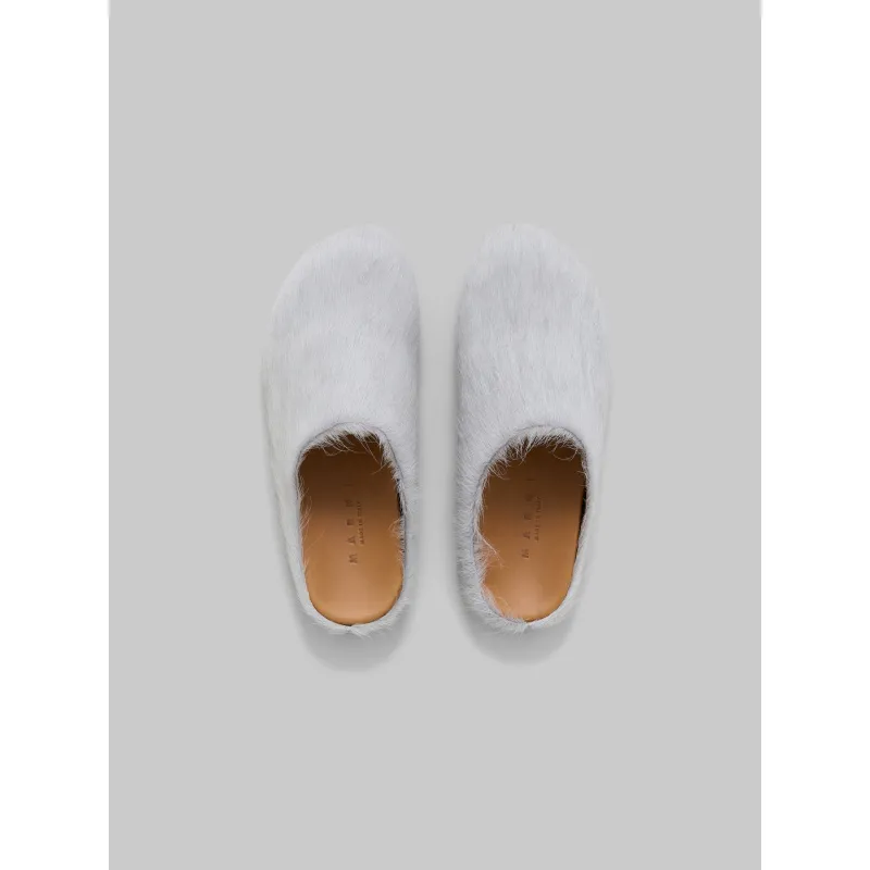 PKGoden Grey White long hair calfskin Fussbett sabot Marni Slides