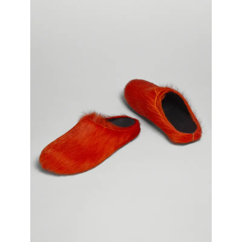 PKGoden Orange long hair calfskin Fussbett sabot Marni Slides