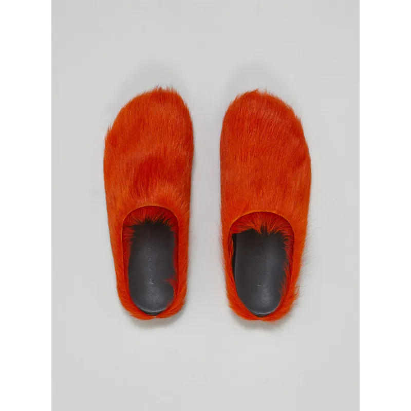 PKGoden Orange long hair calfskin Fussbett sabot Marni Slides