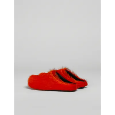LJR Orange long hair calfskin Fussbett sabot Marni Slides 02
