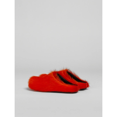 LJR Orange long hair calfskin Fussbett sabot Marni Slides 02