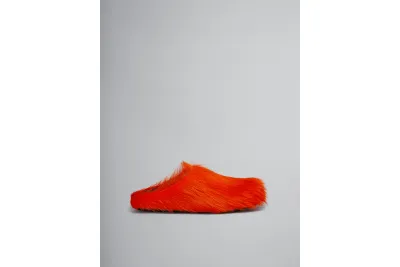 PKGoden Orange long hair calfskin Fussbett sabot Marni Slides 02