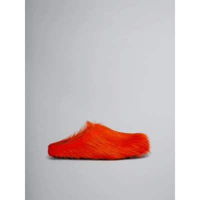 PKGoden Orange long hair calfskin Fussbett sabot Marni Slides 02