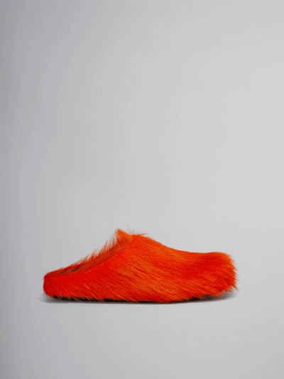 PKGoden Orange long hair calfskin Fussbett sabot Marni Slides 02