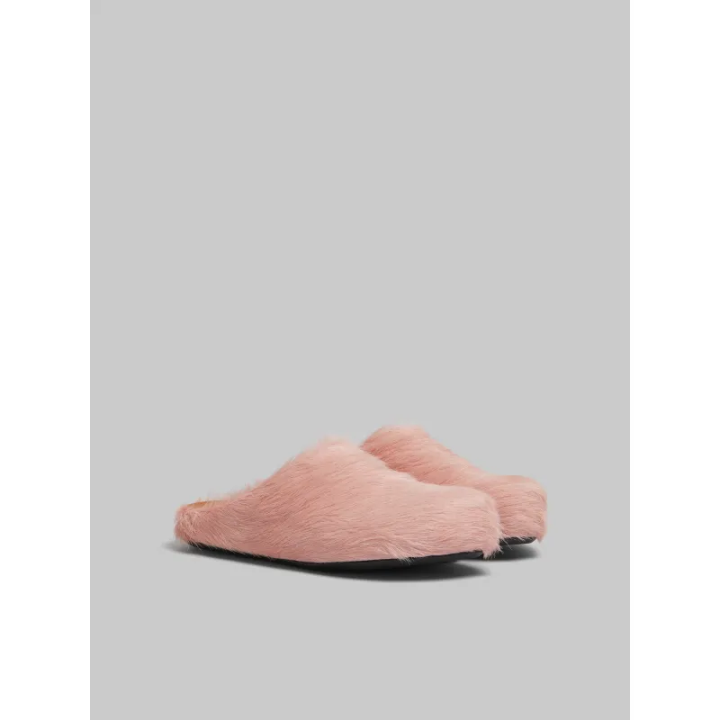 PKGoden Pink long hair calfskin Fussbett sabot Marni Slides