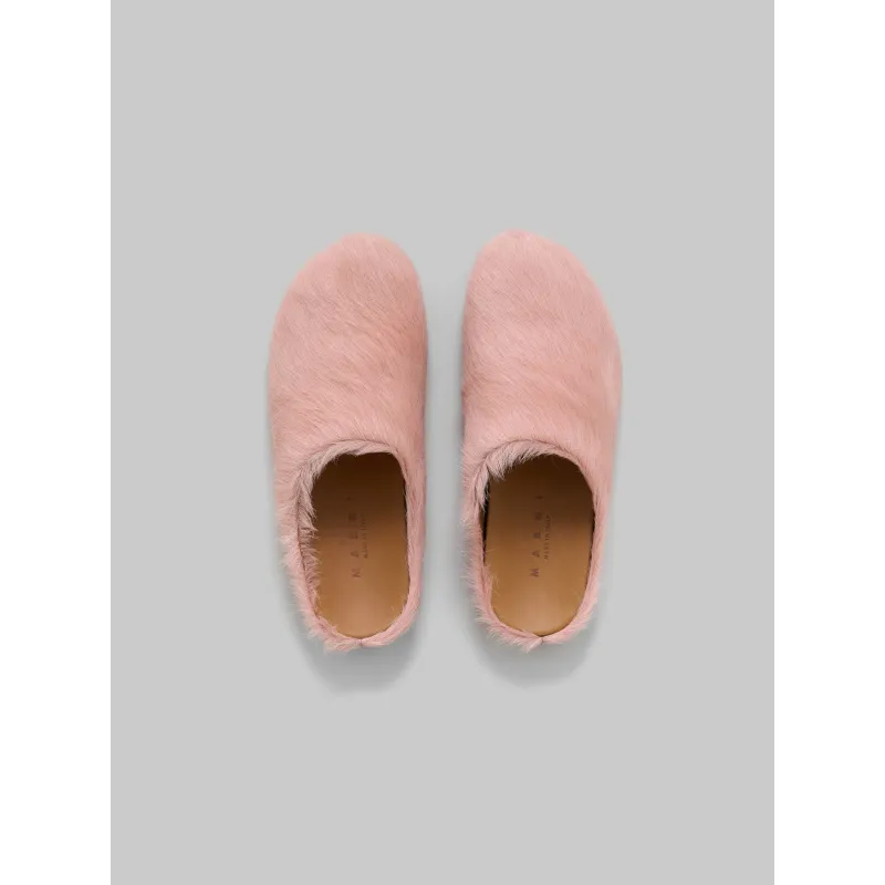 PKGoden Pink long hair calfskin Fussbett sabot Marni Slides