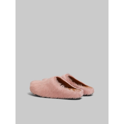 PKGoden Pink long hair calfskin Fussbett sabot Marni Slides 02