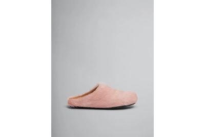 PKGoden Pink long hair calfskin Fussbett sabot Marni Slides 02