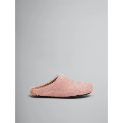 PKGoden Pink long hair calfskin Fussbett sabot Marni Slides 02