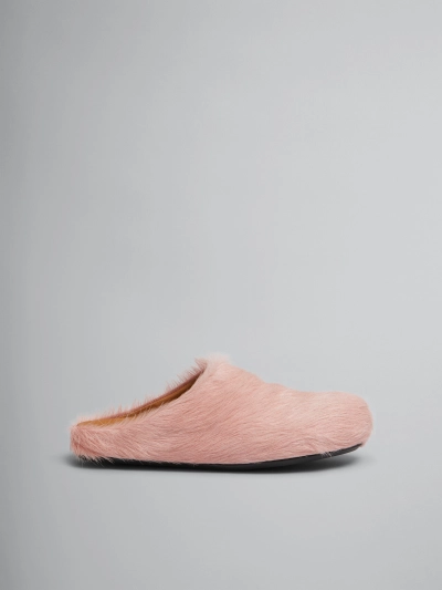 PKGoden Pink long hair calfskin Fussbett sabot Marni Slides 02