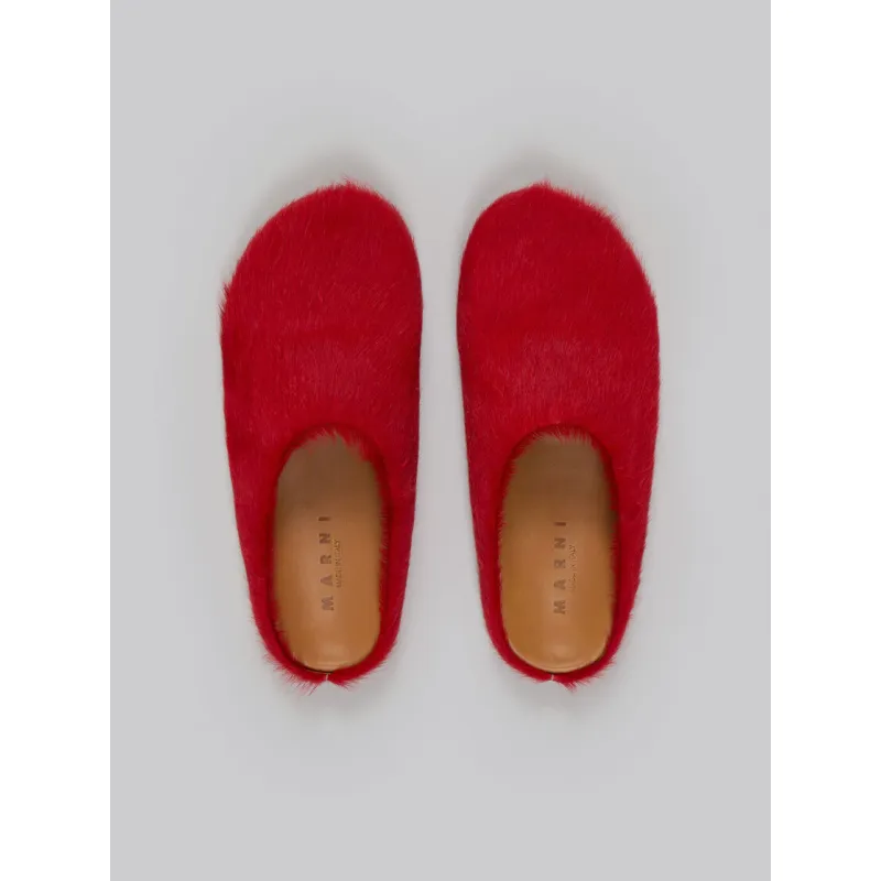 PKGoden Red long-hair calfskin Fussbett sabot Marni Slides
