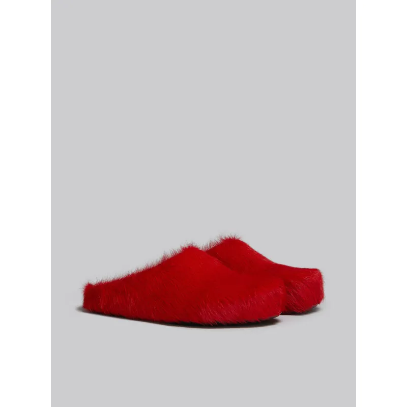 PKGoden Red long-hair calfskin Fussbett sabot Marni Slides