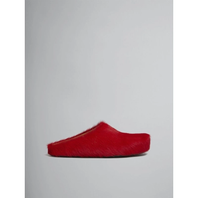 PKGoden Red long-hair calfskin Fussbett sabot Marni Slides 02