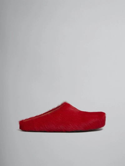 PKGoden Red long-hair calfskin Fussbett sabot Marni Slides 02