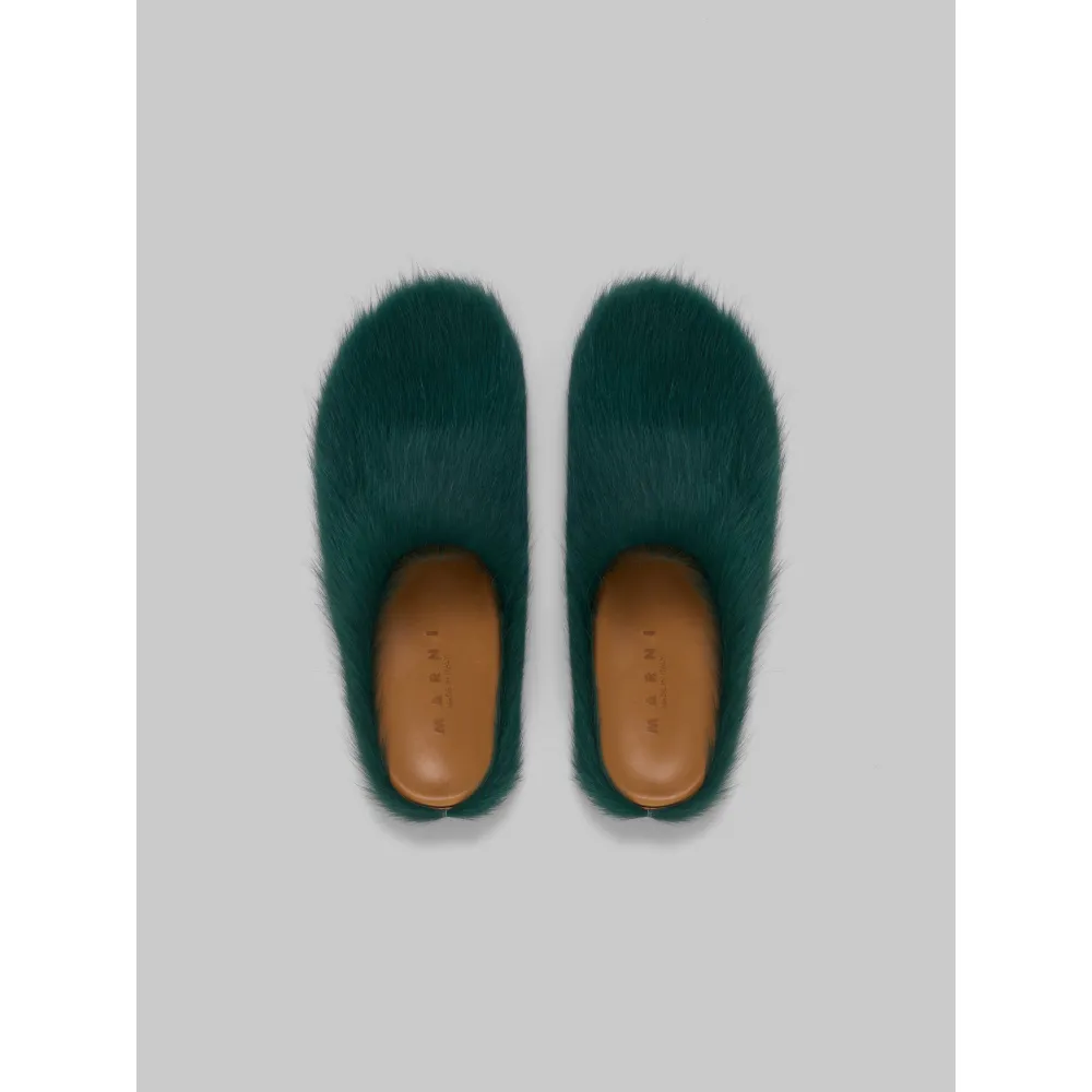 PKGoden Sea green long-hair calfskin Fussbett sabot Marni Slides