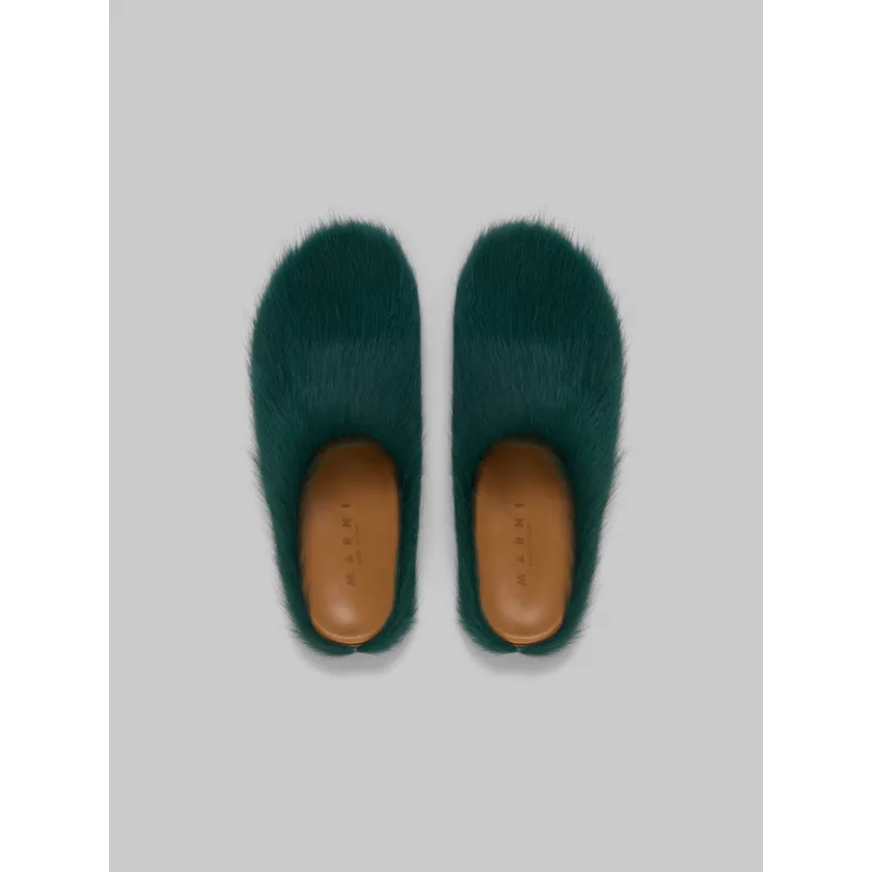 PKGoden Sea green long-hair calfskin Fussbett sabot Marni Slides