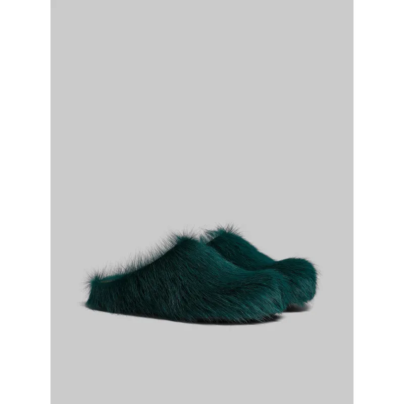 PKGoden Sea green long-hair calfskin Fussbett sabot Marni Slides