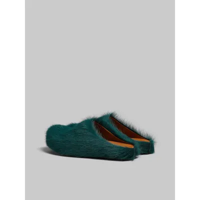 PKGoden Sea green long-hair calfskin Fussbett sabot Marni Slides 02