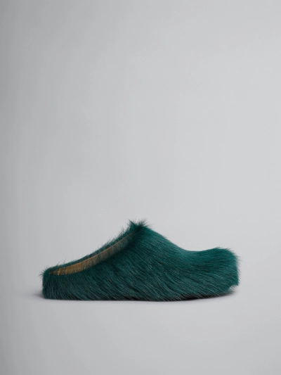 PKGoden Sea green long-hair calfskin Fussbett sabot Marni Slides 02