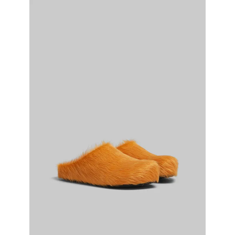 PKGoden Yellow long-hair calfskin Fussbett sabot Marni Slides