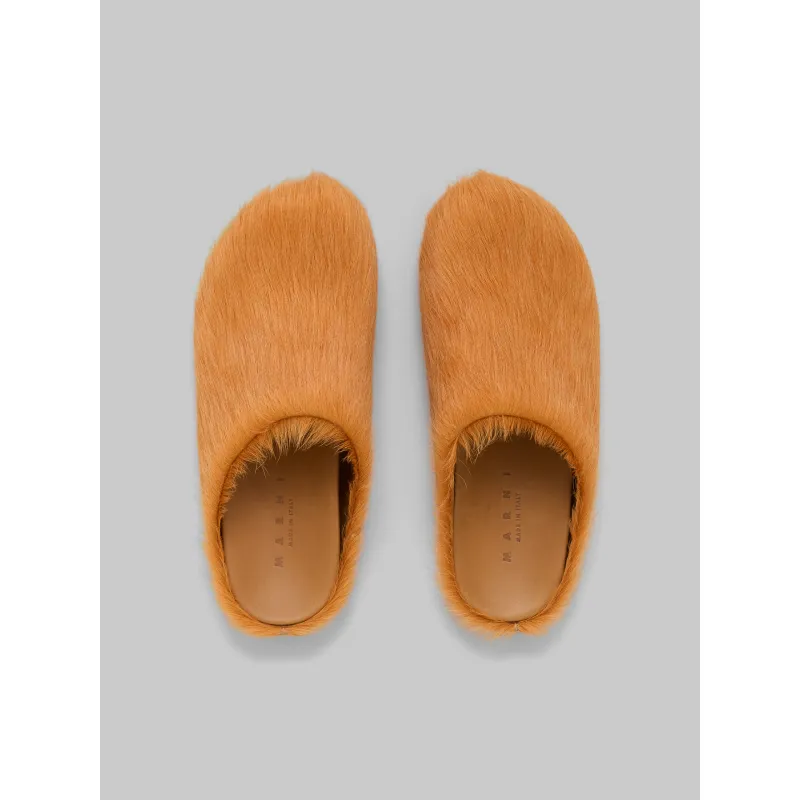 PKGoden Yellow long-hair calfskin Fussbett sabot Marni Slides