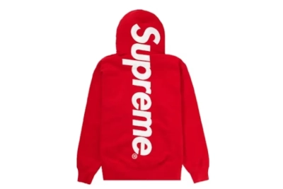 Supreme Satin Appliqué Hoodie Sweatshirt Red 01