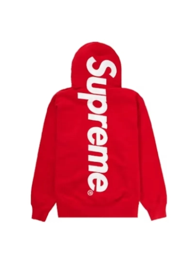 Supreme Satin Appliqué Hoodie Sweatshirt Red 01