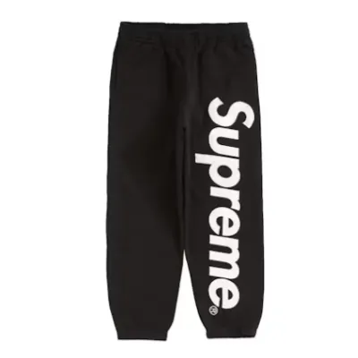 Supreme Satin Applique Sweatpant Black pants 01