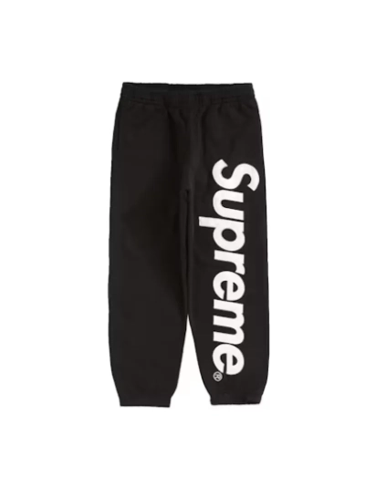 Supreme Satin Appliqué Sweatpant Black pants 01