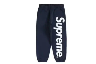 Supreme Satin Appliqué Sweatpant Navy pants 01