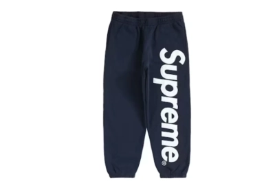 Supreme Satin Appliqué Sweatpant Navy pants 01