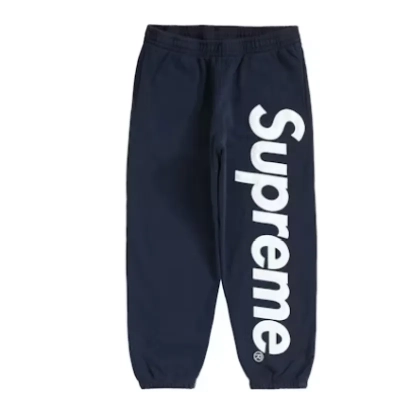 Supreme Satin Applique Sweatpant Navy pants 01